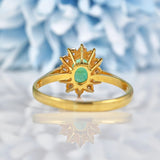 Ellibelle Jewellery Vintage 1992 Natural Emerald & Diamond Cluster Ring