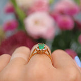 Ellibelle Jewellery Vintage 1992 Natural Emerald & Diamond Cluster Ring