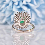 Ellibelle Jewellery Vintage 1992 Natural Emerald & Diamond White Gold Cluster Dress Ring