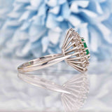 Ellibelle Jewellery Vintage 1992 Natural Emerald & Diamond White Gold Cluster Dress Ring