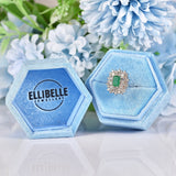 Ellibelle Jewellery Vintage 1992 Natural Emerald & Diamond White Gold Cluster Dress Ring