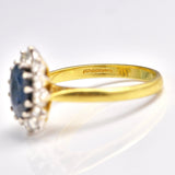 Ellibelle Jewellery Vintage 1992 Sapphire & Diamond 18ct Gold Cluster Ring