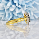 Ellibelle Jewellery Vintage 1992 Sapphire & Diamond 18ct Gold Cluster Ring
