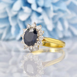 Ellibelle Jewellery Vintage 1992 Sapphire & Diamond 18ct Gold Cluster Ring