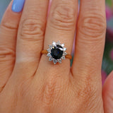 Ellibelle Jewellery Vintage 1992 Sapphire & Diamond 18ct Gold Cluster Ring