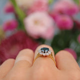 Ellibelle Jewellery Vintage 1992 Sapphire & Diamond 18ct Gold Cluster Ring