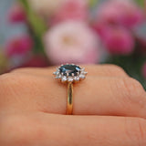 Ellibelle Jewellery Vintage 1992 Sapphire & Diamond 18ct Gold Cluster Ring