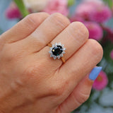 Ellibelle Jewellery Vintage 1992 Sapphire & Diamond 18ct Gold Cluster Ring