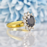 Ellibelle Jewellery Vintage 1992 Sapphire & Diamond 18ct Gold Cluster Ring