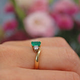 Ellibelle Jewellery Vintage 1993 Emerald & Diamond Three Stone Ring