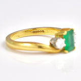 Ellibelle Jewellery Vintage 1993 Emerald & Diamond Three Stone Ring