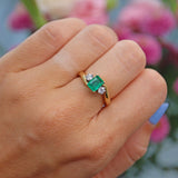 Ellibelle Jewellery Vintage 1993 Emerald & Diamond Three Stone Ring
