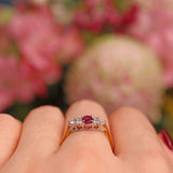 Ellibelle Jewellery Vintage 1993 Ruby & Diamond 18ct Gold Ring