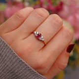 Ellibelle Jewellery Vintage 1993 Ruby & Diamond 18ct Gold Ring