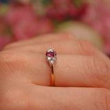 Ellibelle Jewellery Vintage 1993 Ruby & Diamond 18ct Gold Ring