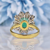 Ellibelle Jewellery Vintage 1994 Emerald & Diamond 18ct Gold Cluster Engagement Ring