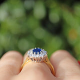 Ellibelle Jewellery Vintage 1994 Sapphire & Diamond 18ct Gold Cluster Ring