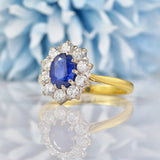 Ellibelle Jewellery Vintage 1994 Sapphire & Diamond 18ct Gold Cluster Ring