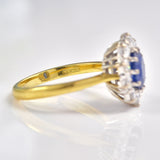 Ellibelle Jewellery Vintage 1994 Sapphire & Diamond 18ct Gold Cluster Ring