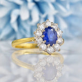 Ellibelle Jewellery Vintage 1994 Sapphire & Diamond 18ct Gold Cluster Ring