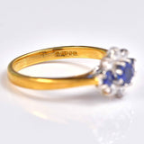Ellibelle Jewellery Vintage 1995 Blue Sapphire & Diamond 18ct Gold Cluster Ring