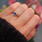 Ellibelle Jewellery Vintage 1995 Blue Sapphire & Diamond 18ct Gold Cluster Ring