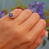 Ellibelle Jewellery Vintage 1995 Blue Sapphire & Diamond 18ct Gold Ring