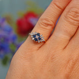 Ellibelle Jewellery Vintage 1995 Blue Sapphire & Diamond 18ct Gold Ring