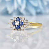 Ellibelle Jewellery Vintage 1995 Blue Sapphire & Diamond 18ct Gold Ring