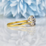 Ellibelle Jewellery Vintage 1995 Blue Sapphire & Diamond 18ct Gold Ring