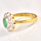 Ellibelle Jewellery Vintage 1996 Natural Emerald & Diamond 18ct Gold Cluster Ring