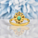Ellibelle Jewellery Vintage 1996 Natural Emerald & Diamond 18ct Gold Cluster Ring