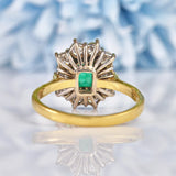 Ellibelle Jewellery Vintage 1998 Emerald & Diamond 18ct Gold Cluster Ring