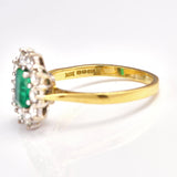 Ellibelle Jewellery Vintage 1998 Emerald & Diamond 18ct Gold Cluster Ring