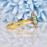 Ellibelle Jewellery Vintage 1998 Emerald & Diamond 18ct Gold Cluster Ring