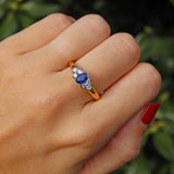 Ellibelle Jewellery Vintage 1998 Sapphire & Diamond 18ct Gold Bezel Ring
