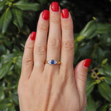 Ellibelle Jewellery Vintage 1998 Sapphire & Diamond 18ct Gold Bezel Ring