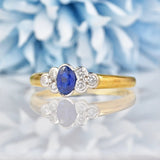 Ellibelle Jewellery Vintage 1998 Sapphire & Diamond 18ct Gold Bezel Ring