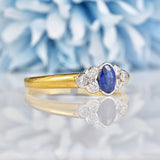 Ellibelle Jewellery Vintage 1998 Sapphire & Diamond 18ct Gold Bezel Ring