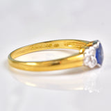 Ellibelle Jewellery Vintage 1998 Sapphire & Diamond 18ct Gold Bezel Ring