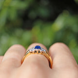 Ellibelle Jewellery Vintage 1998 Sapphire & Diamond 18ct Gold Bezel Ring