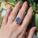 Ellibelle Jewellery Vintage 3.05ct Ceylon Sapphire & Diamond 18ct Gold Cluster Ring