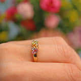 Ellibelle Jewellery Vintage 9ct Gold Multi Gem Cluster Ring