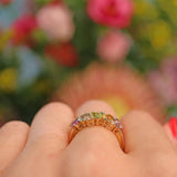 Ellibelle Jewellery Vintage 9ct Gold Multi Gem Cluster Ring