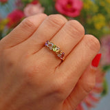 Ellibelle Jewellery Vintage 9ct Gold Multi Gem Cluster Ring