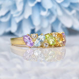 Ellibelle Jewellery Vintage 9ct Gold Multi Gem Cluster Ring