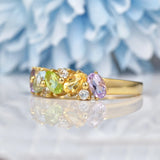 Ellibelle Jewellery Vintage 9ct Gold Multi Gem Cluster Ring