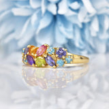 Ellibelle Jewellery Vintage 9ct Gold Multi Gem Cluster Ring