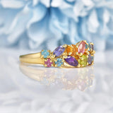 Ellibelle Jewellery Vintage 9ct Gold Multi Gem Cluster Ring
