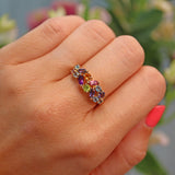 Ellibelle Jewellery Vintage 9ct Gold Multi Gem Cluster Ring